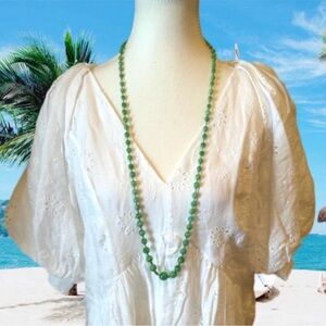 Vintage Jade-like Green Gradient Size Beaded Necklace